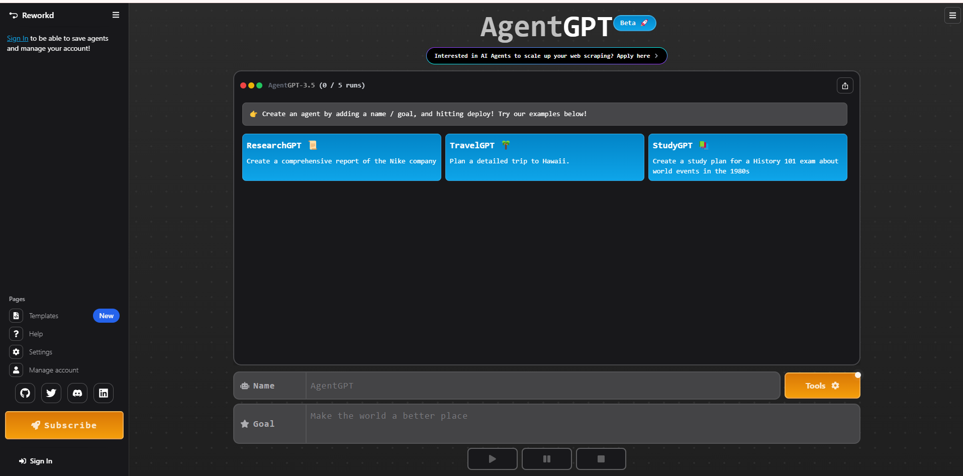 AgentGPT preview